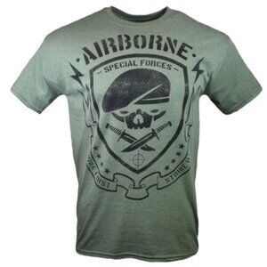Men's T-shirt-Strike First Strike Hard-AIRBORNE Special Forces -Heather Green .
